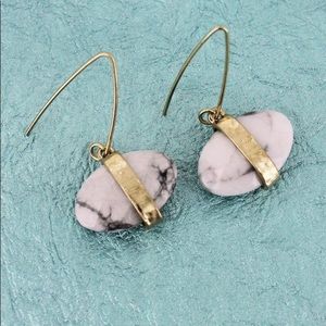 White Oval Howlite Gemstone Earrings